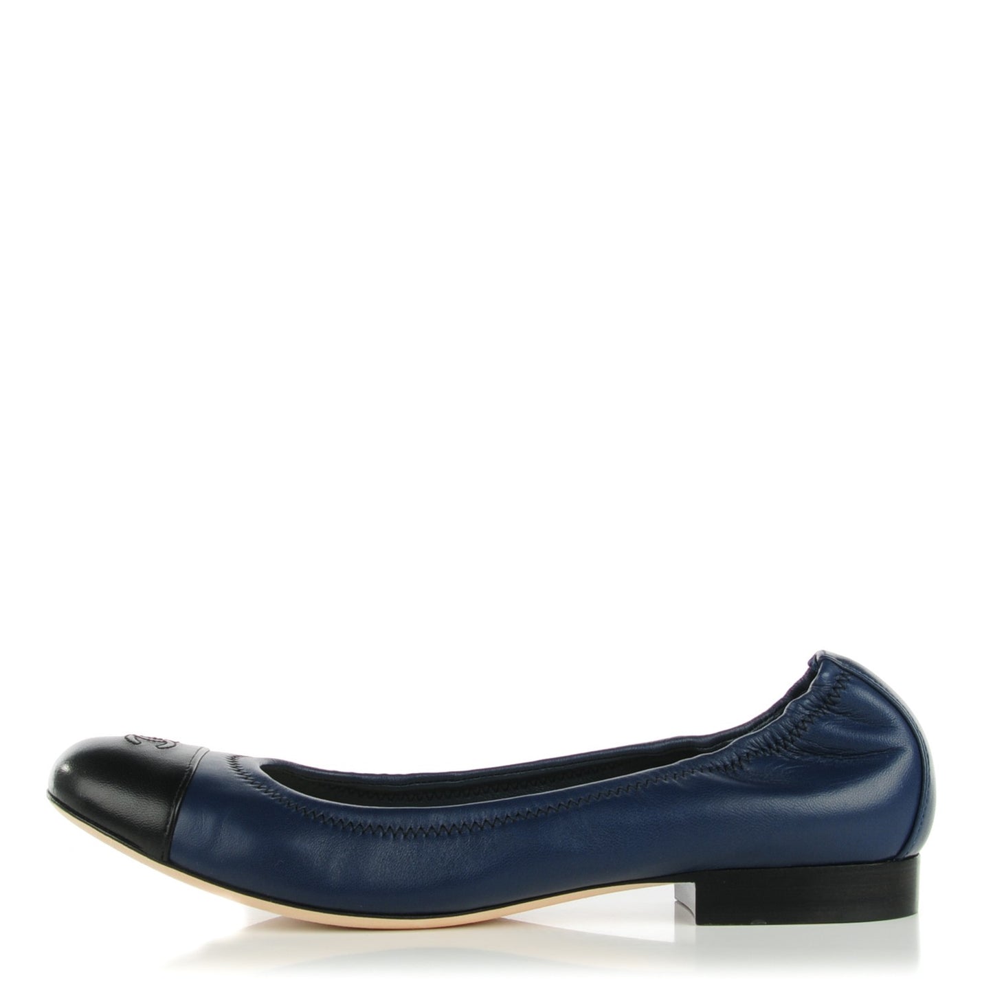 Lambskin Cap Toe CC Ballerina Flats 40 Navy Black