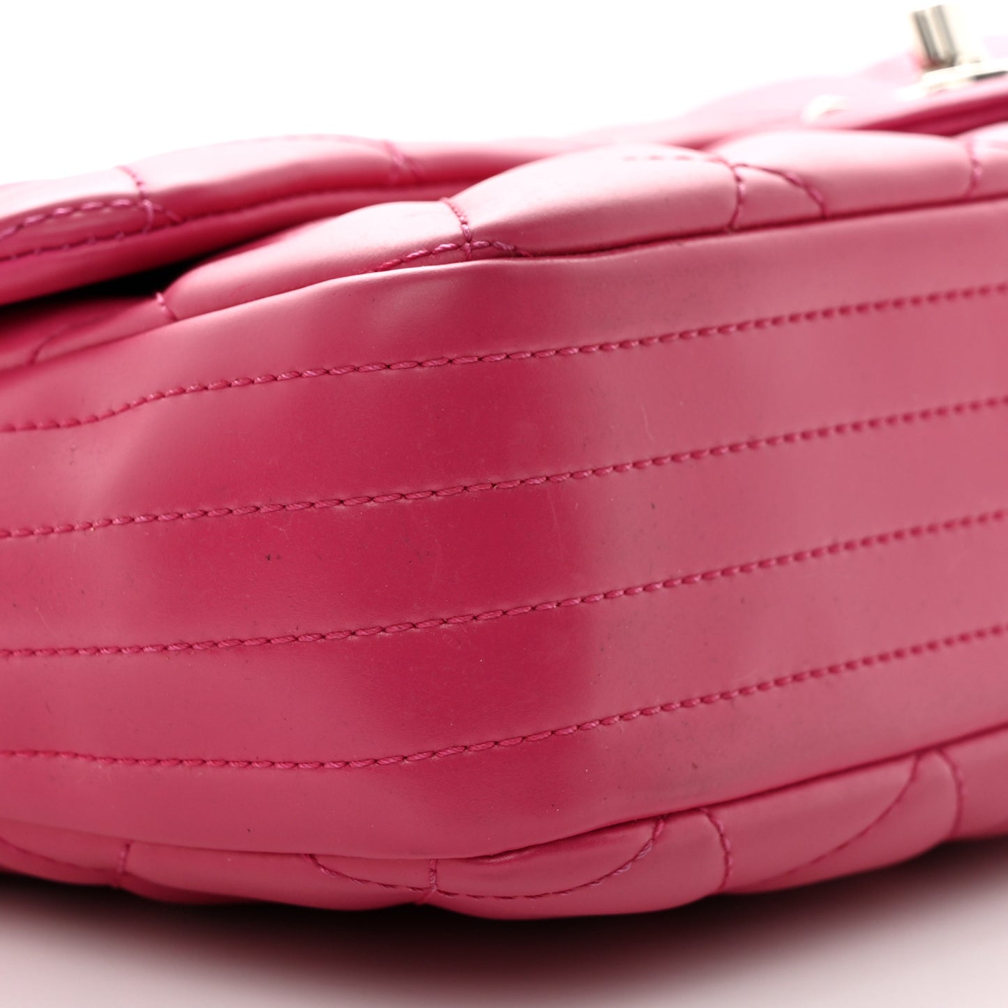 Rubber Quilted Lambskin Medium Coco Rain Flap Pink