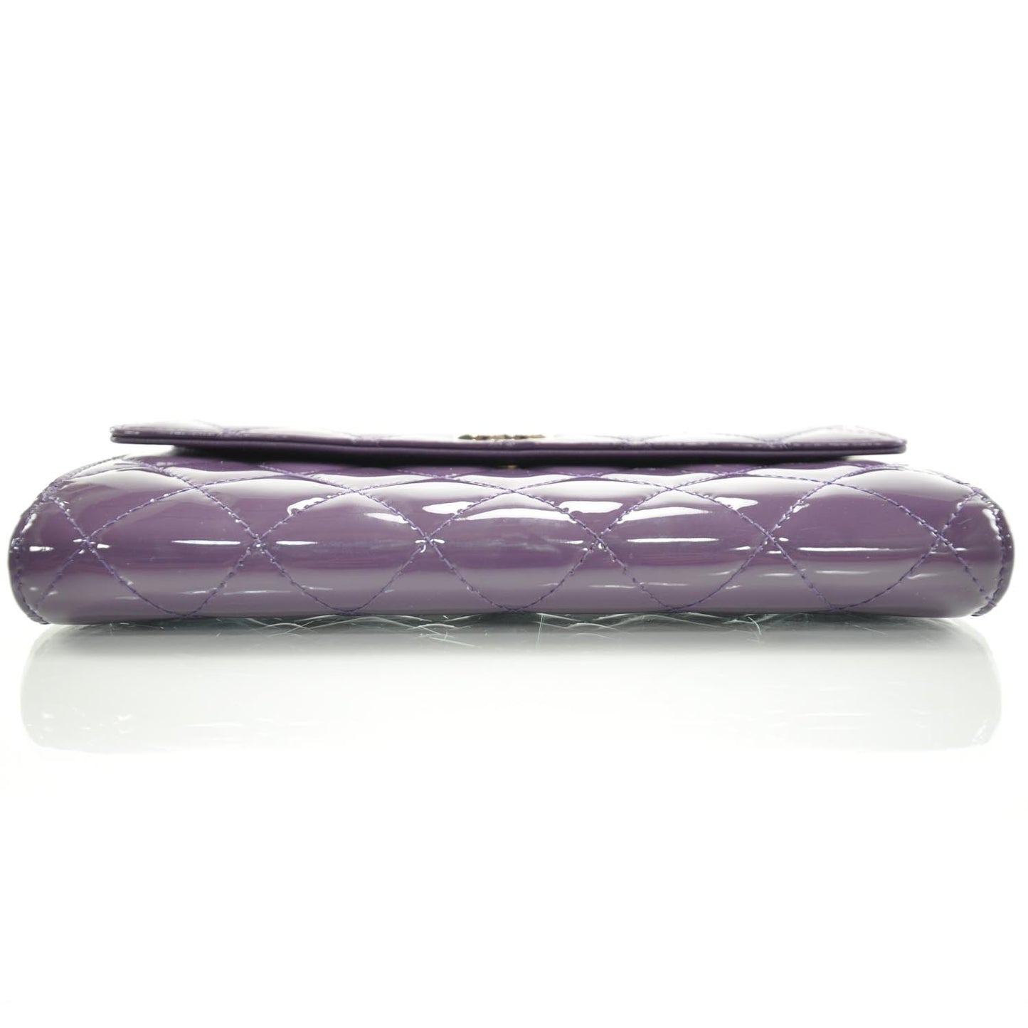 Patent Quilted Large Flap Wallet Purple 12C