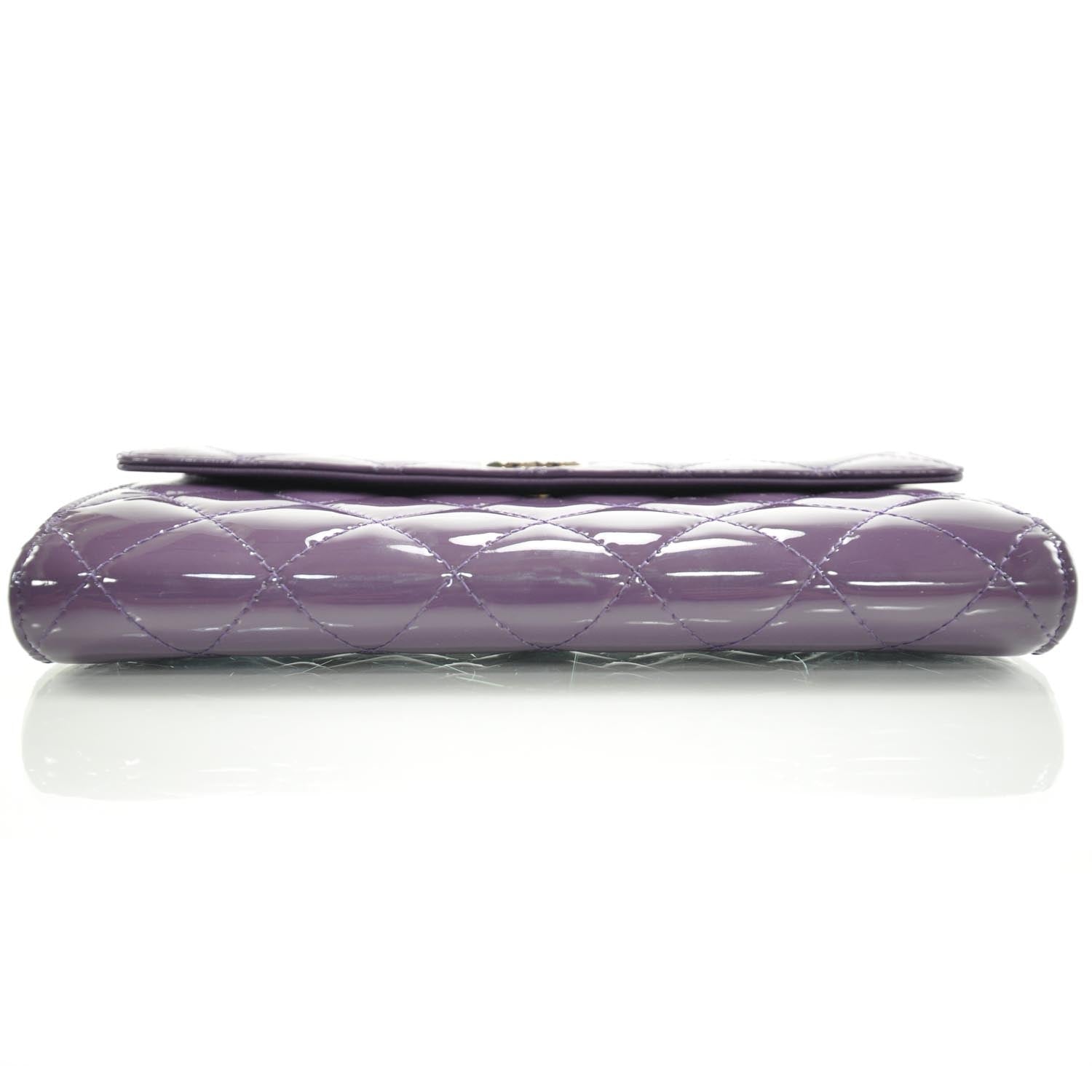 Chanel Patent Quilted Large Flap Wallet Purple 12C 5 of 9