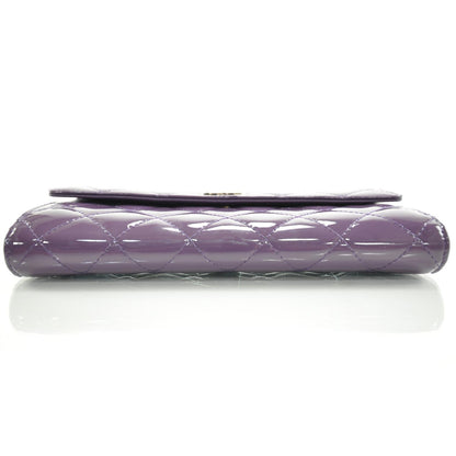 Chanel Patent Quilted Large Flap Wallet Purple 12C 5 of 9