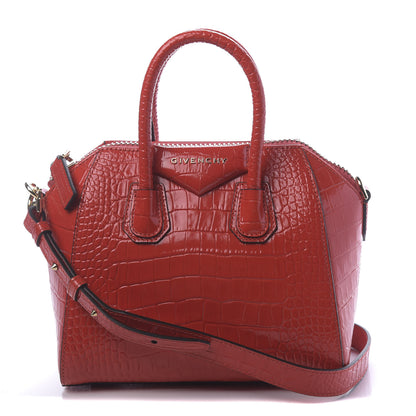 Givenchy Calfskin Crocodile Embossed Mini Antigona Red 1 of 11