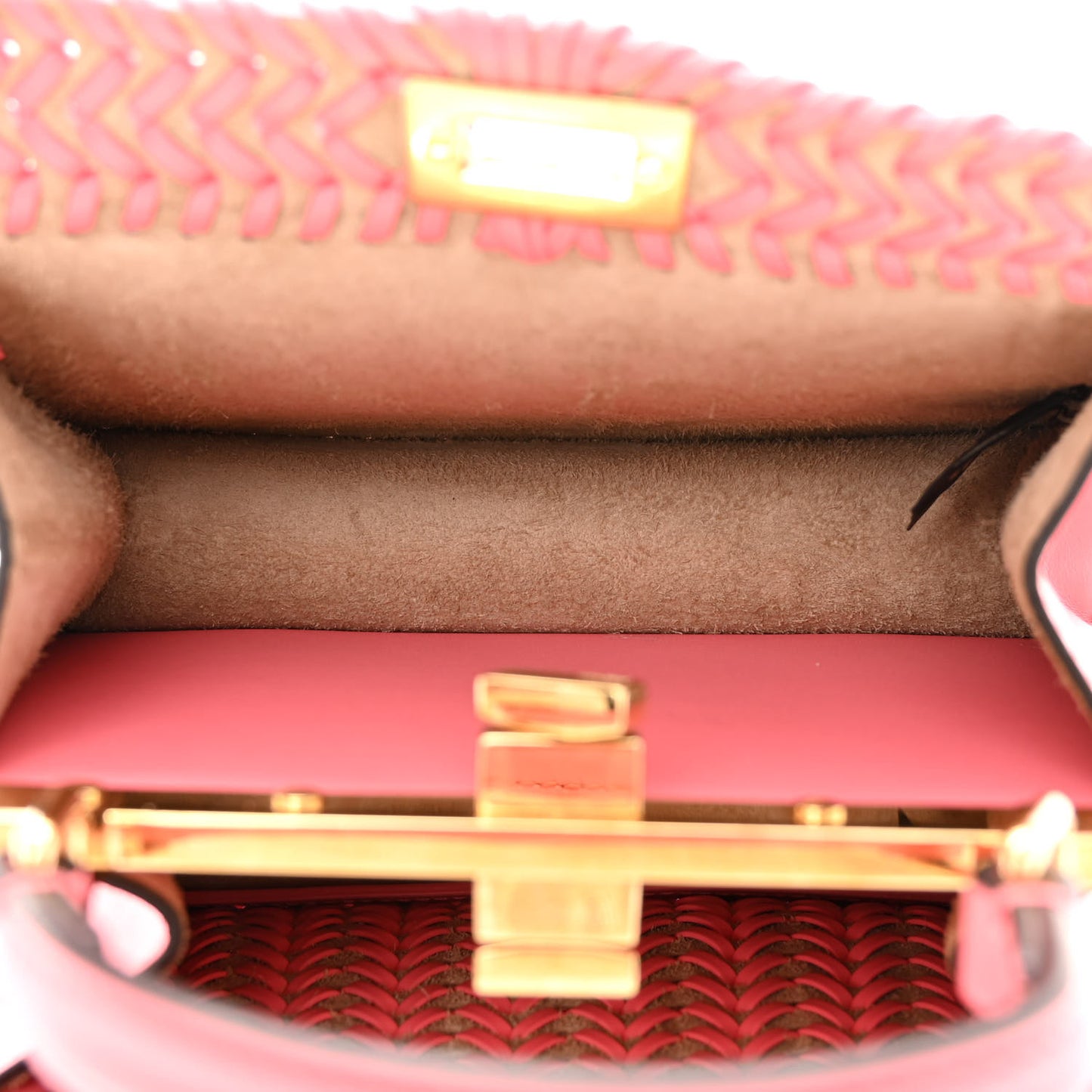 Vitello King Shiny Nappa Intreccio Petite Peekaboo I SEE U Satchel Pink Dalia