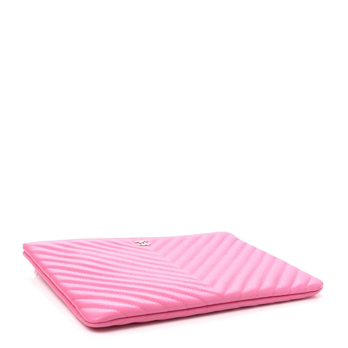 Lambskin Chevron Quilted Medium Cosmetic Case Pink