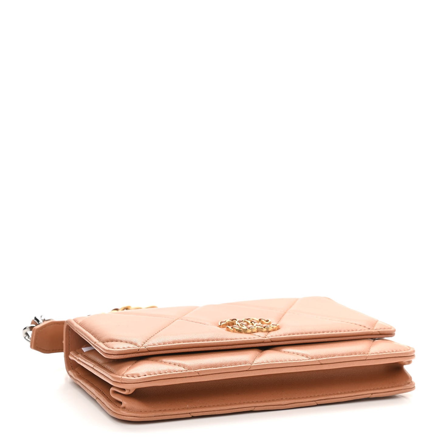 Lambskin Quilted Chanel 19 Wallet On Chain WOC Brown