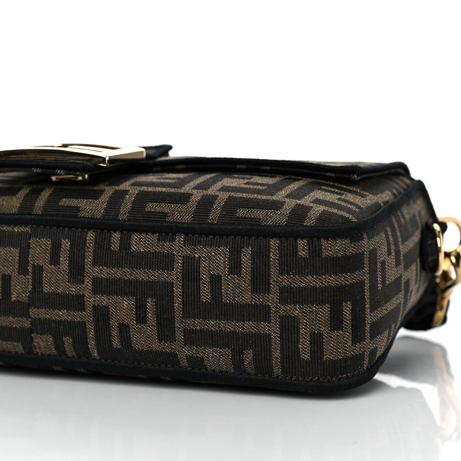 Fendi Fabric Jacquard FF 1974 Medium Baguette Tobacco Moro Black 8 of 8