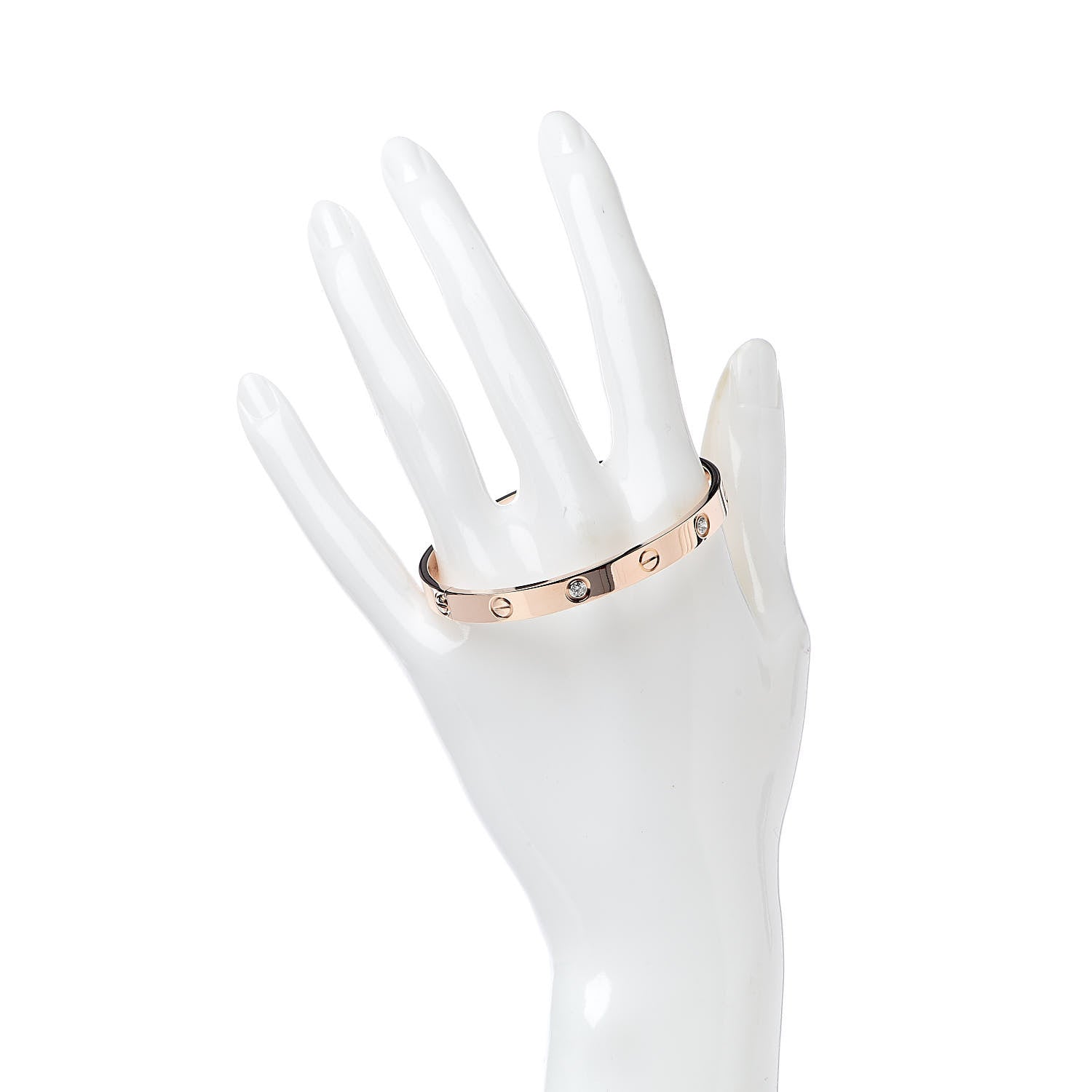 Cartier 18K Pink Gold 4 Diamond LOVE Bracelet 17 2 of 8