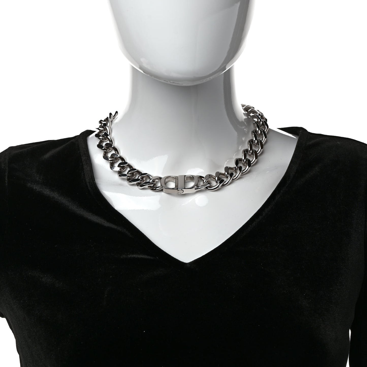 Brass CD Icon Chain Link Necklace Silver