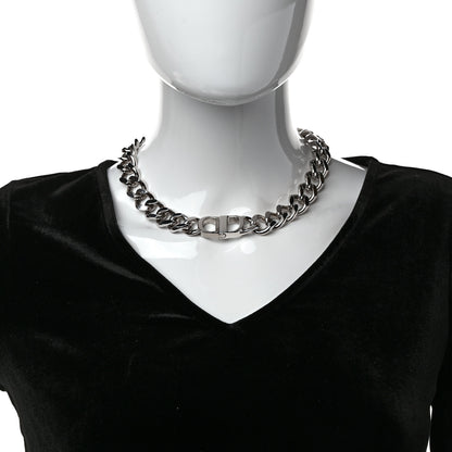 Christian Dior Brass CD Icon Chain Link Necklace Silver 2 of 5