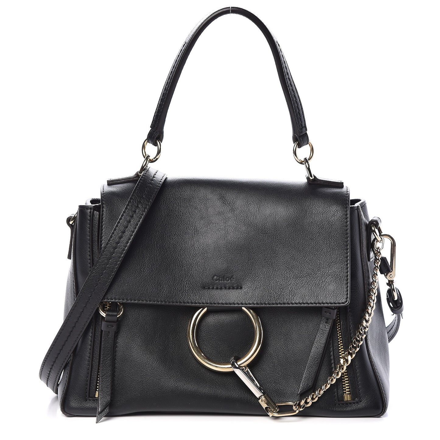 Calfskin Small Faye Day Shoulder Bag Black