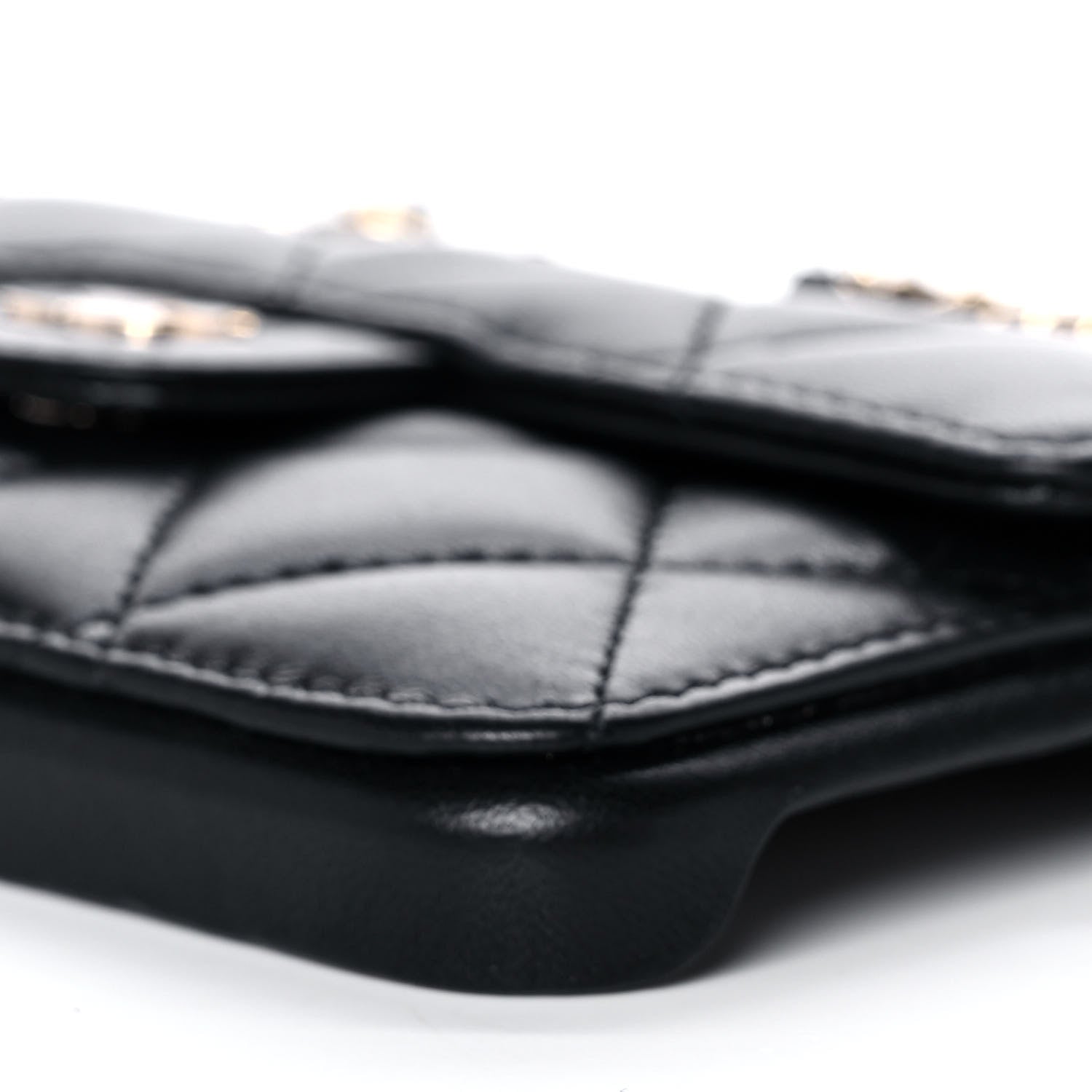 Chanel Lambskin Quilted Pearl Crush iPhone XII Pro Holder With Chain Black 10 of 12