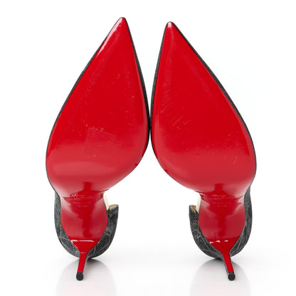 Christian Louboutin Tissu Etincelle Specchio Iriza 100 Pumps 41.5 Black Silver 5 of 9