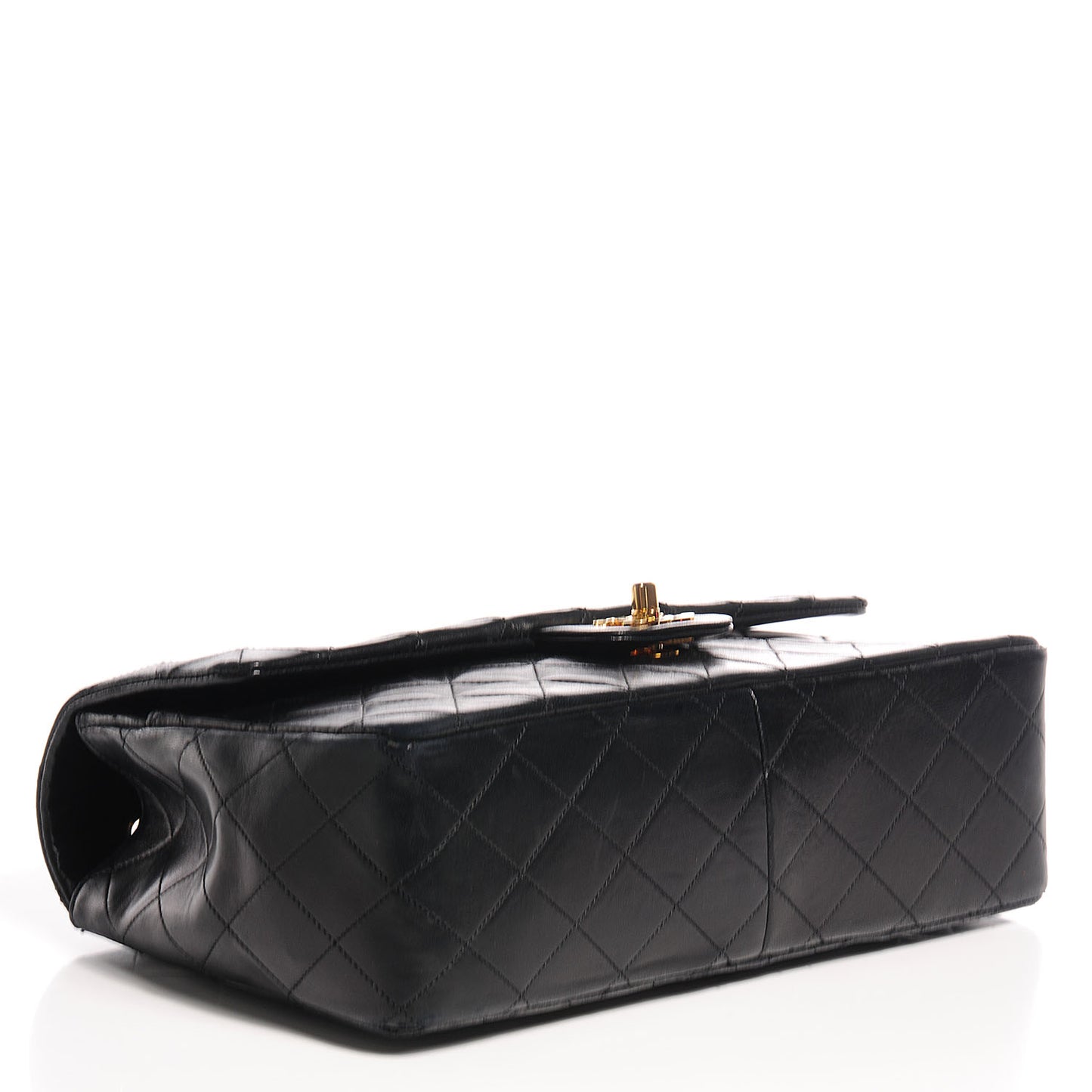 Lambskin Medium Single Flap w Wallet Black