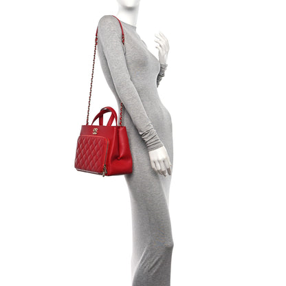 Chanel Caviar Quilted Small Business Affinity Shopping Bag Red 3 of 10