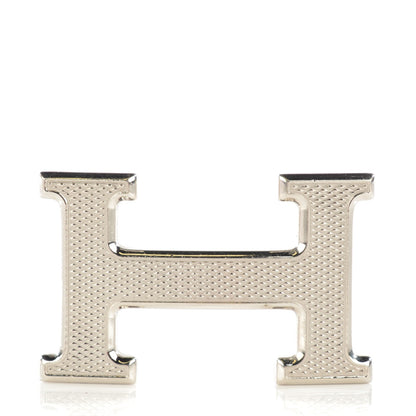 Hermes Palladium Guilloche 32mm H Belt Buckle Silver 1 of 4