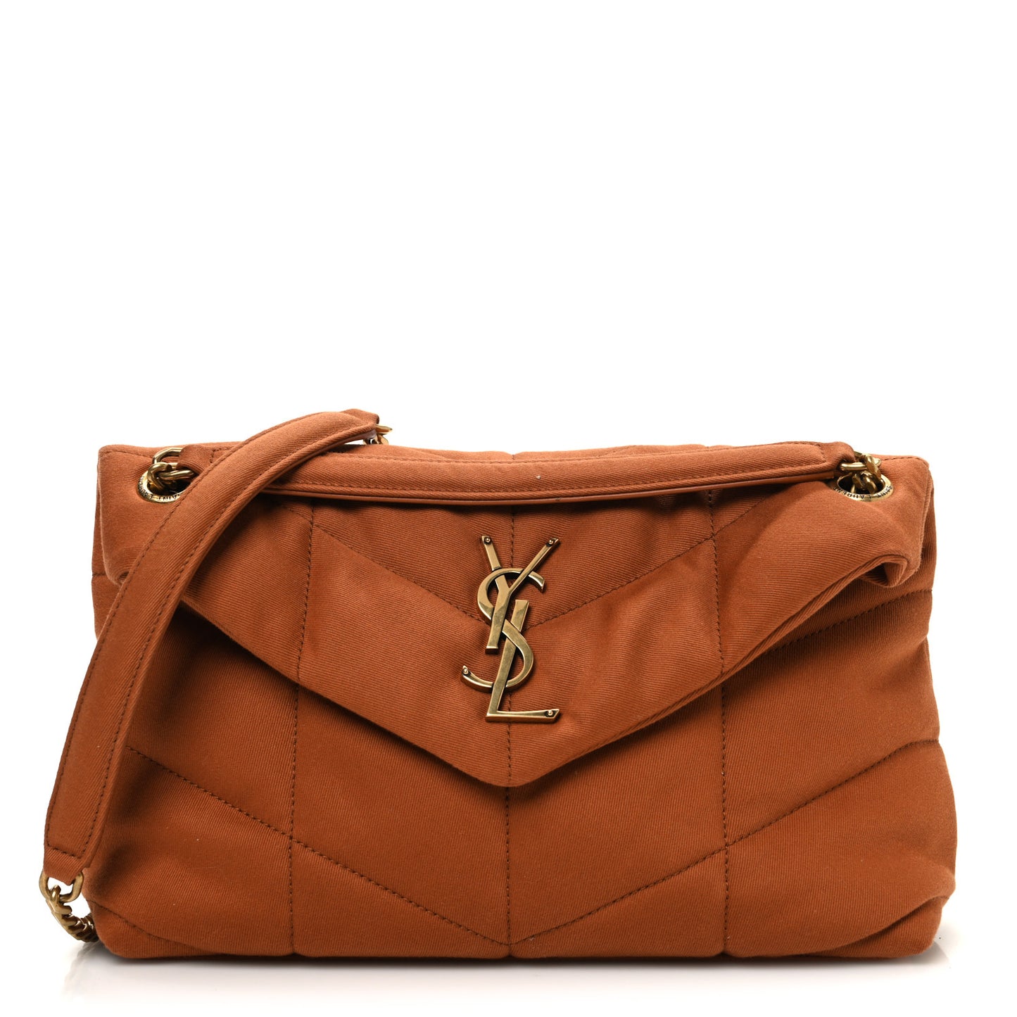 Canvas Quilted Small Loulou Puffer Monogram Chain Satchel Hot Rust