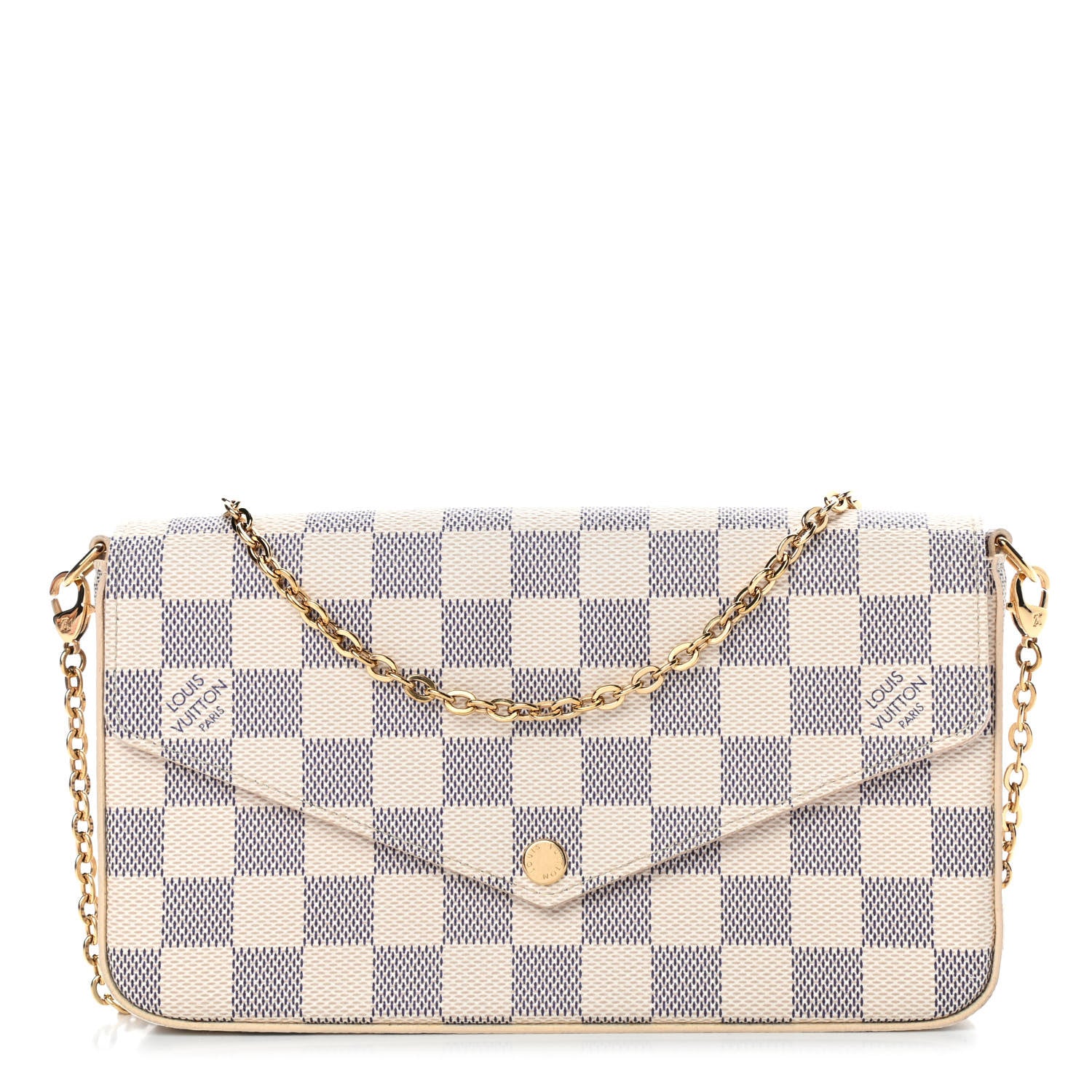 Louis Vuitton Damier Azur Pochette Felicie Chain Wallet Rose Ballerine 1 of 5
