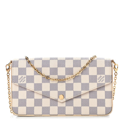 Louis Vuitton Damier Azur Pochette Felicie Chain Wallet Rose Ballerine 1 of 5