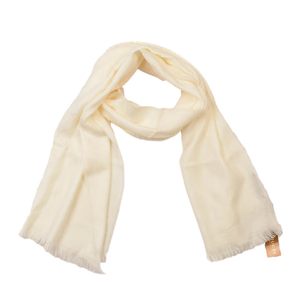 Gucci Wool GG Monogram Sten Fringe Scarf White 1 of 4