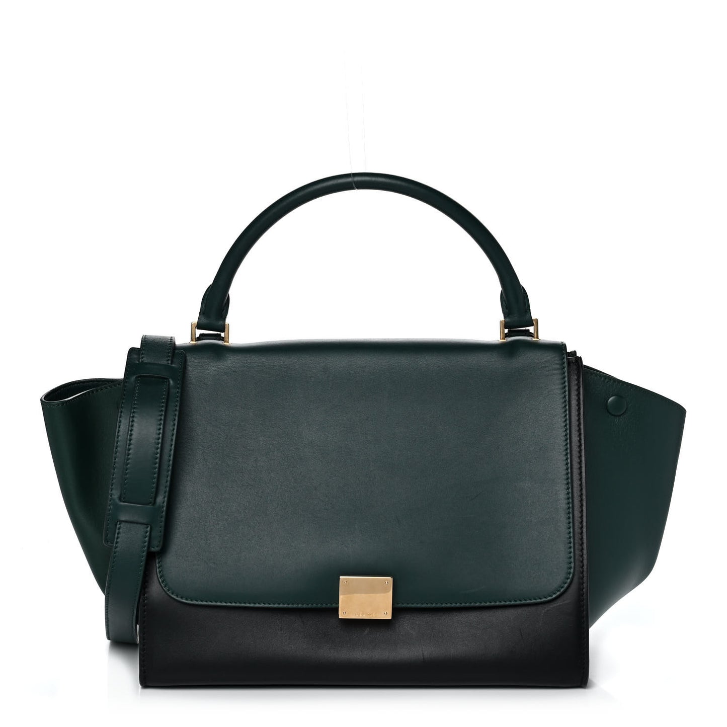 Smooth Calfskin Medium Trapeze Bottle Green