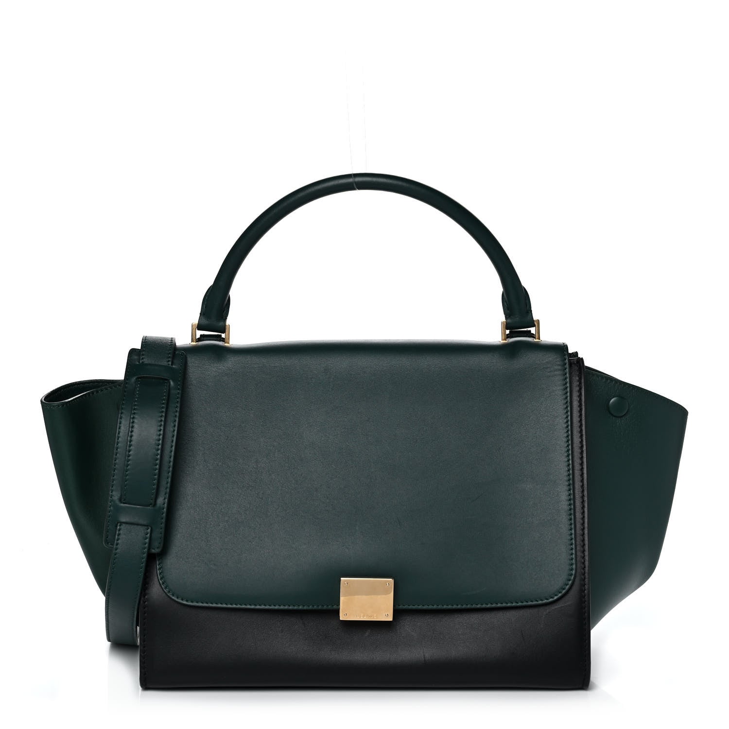 Celine Smooth Calfskin Medium Trapeze Bottle Green 1 of 14
