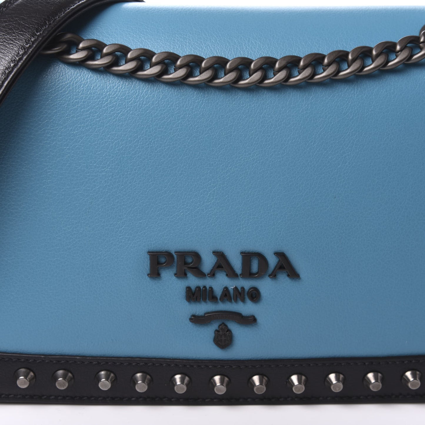 Glace Calfskin Studded Crossbody Turchese Black