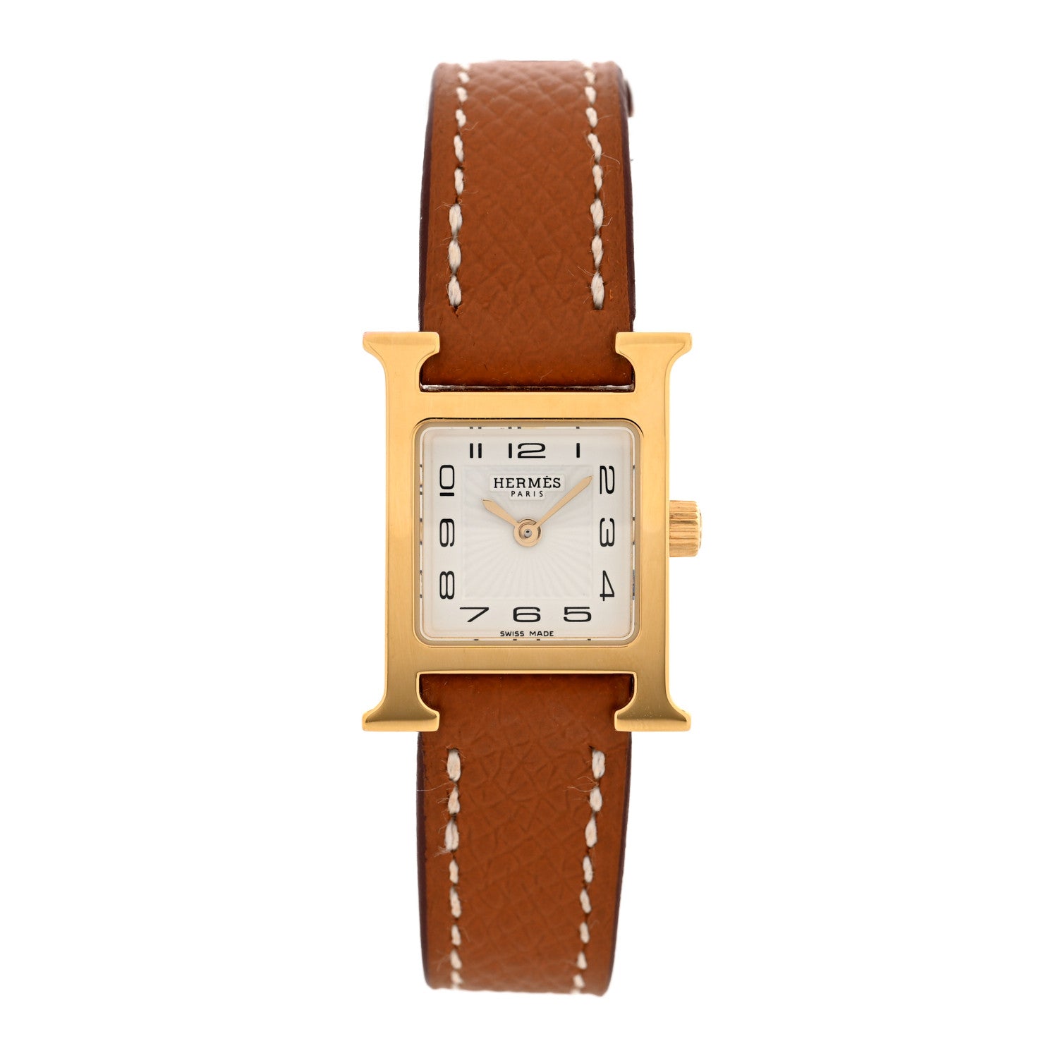 Hermes Stainless Steel Epsom 17.2mm Heure H Hour Quartz Watch Gold 1 of 5