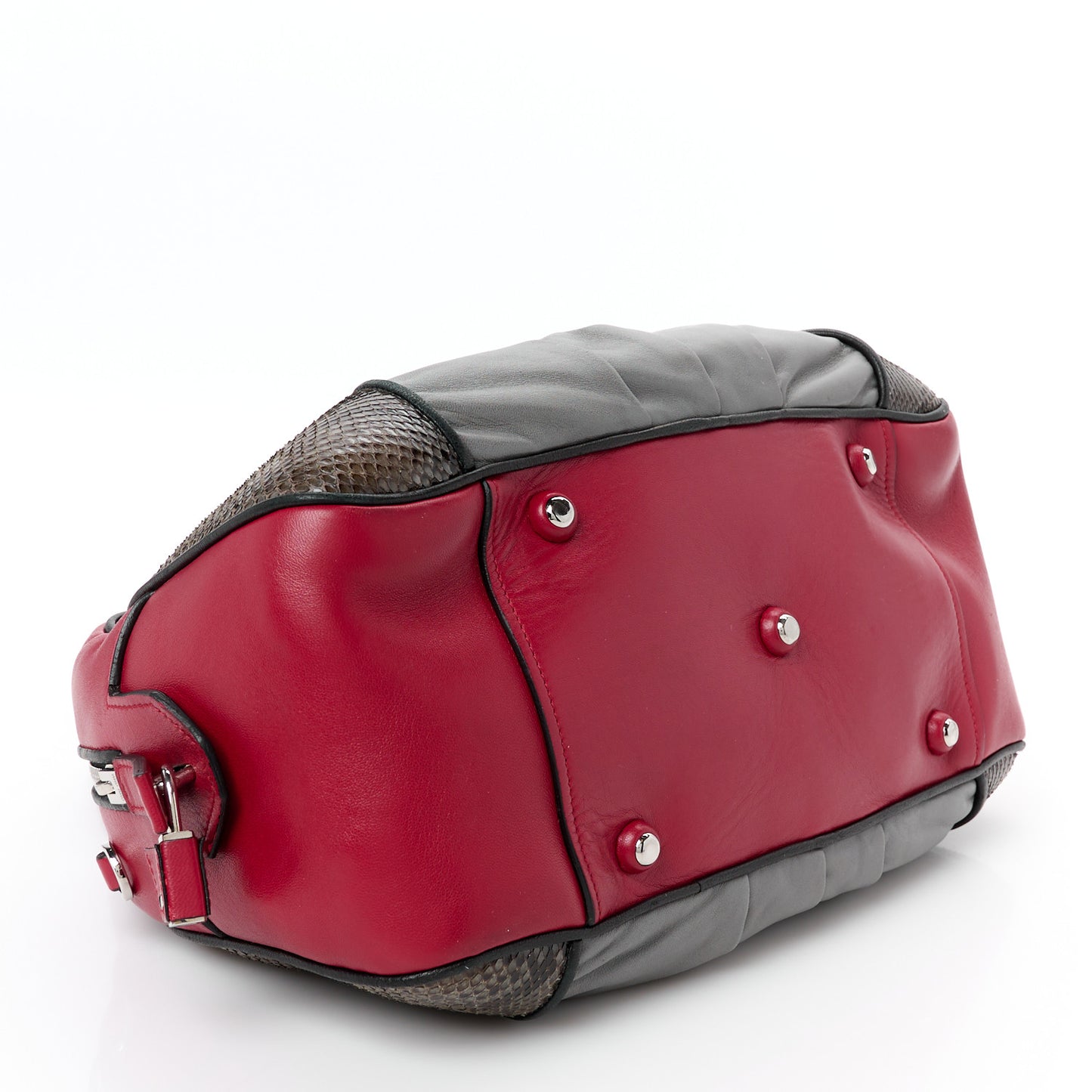 Nappa Snakeskin Bowler Grey Red