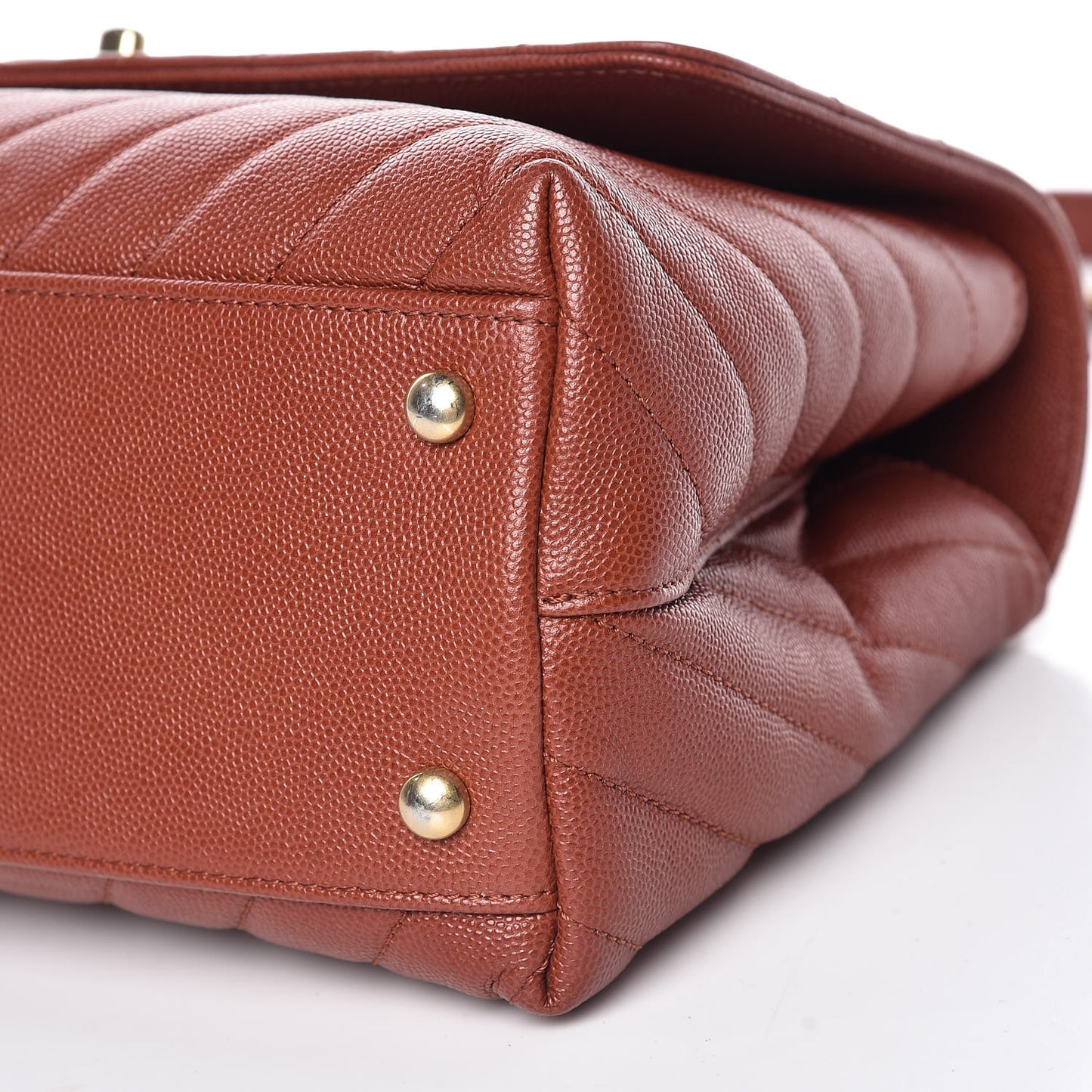 Caviar Lizard Chevron Quilted Small Coco Handle Flap Dark Orange