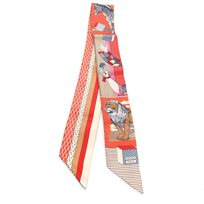 Hermes Silk Twilly Grand Theatre Nouveau Rouge Rose Multicolor 2 of 3