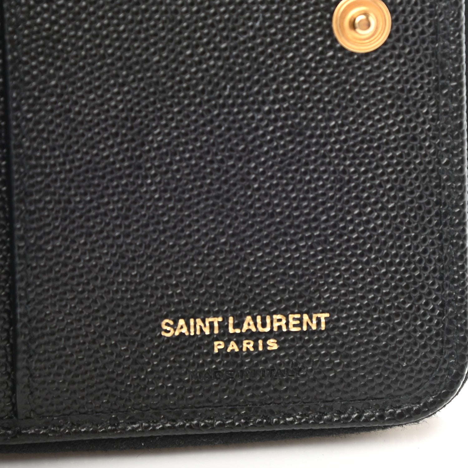 Saint Laurent Grain De Poudre Matelasse Chevron Monogram Compact Zip Around Wallet Black 6 of 8