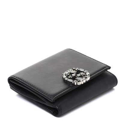 Gucci Calfskin Swarovski Crystal Mini GG Sparkling French Flap Wallet Black 4 of 9