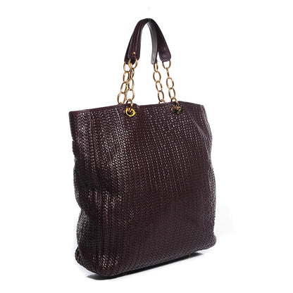 Christian Dior Lambskin Woven Large Dior Soft Tote Burgundy 3 of 8