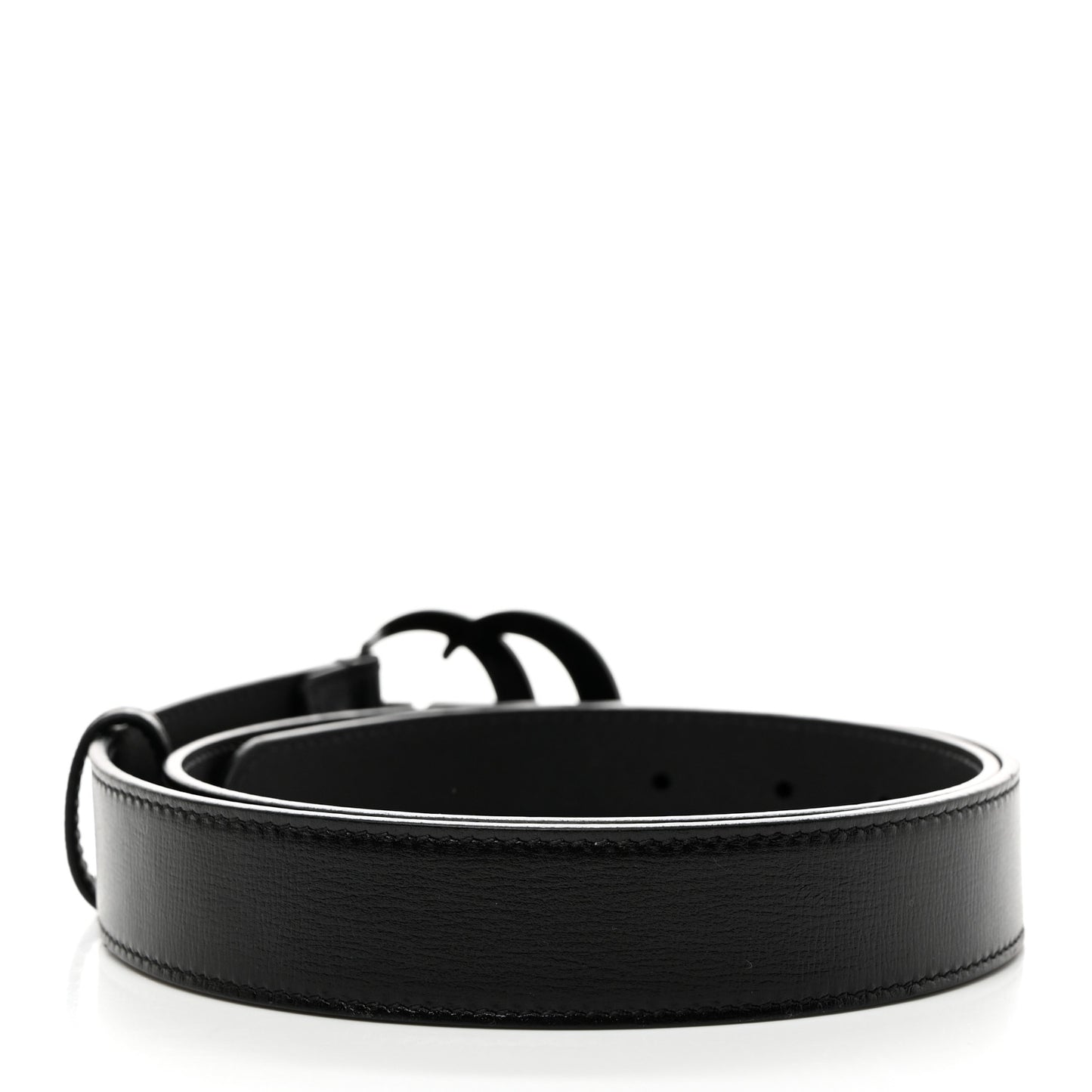 Azalea Calfskin Enamel Monochrome Double G 30mm Belt 85 34 Black