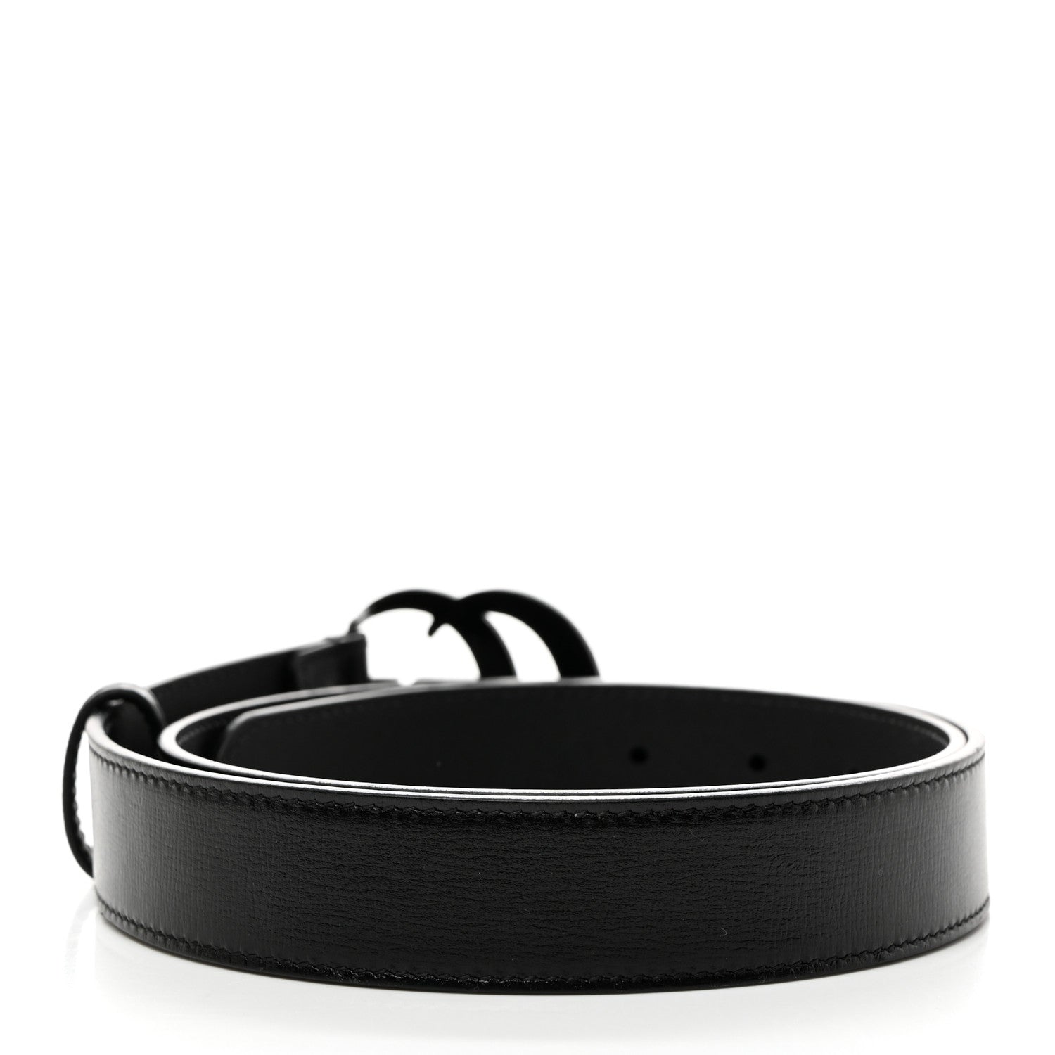 Gucci Azalea Calfskin Enamel Monochrome Double G 30mm Belt 85 34 Black 2 of 8