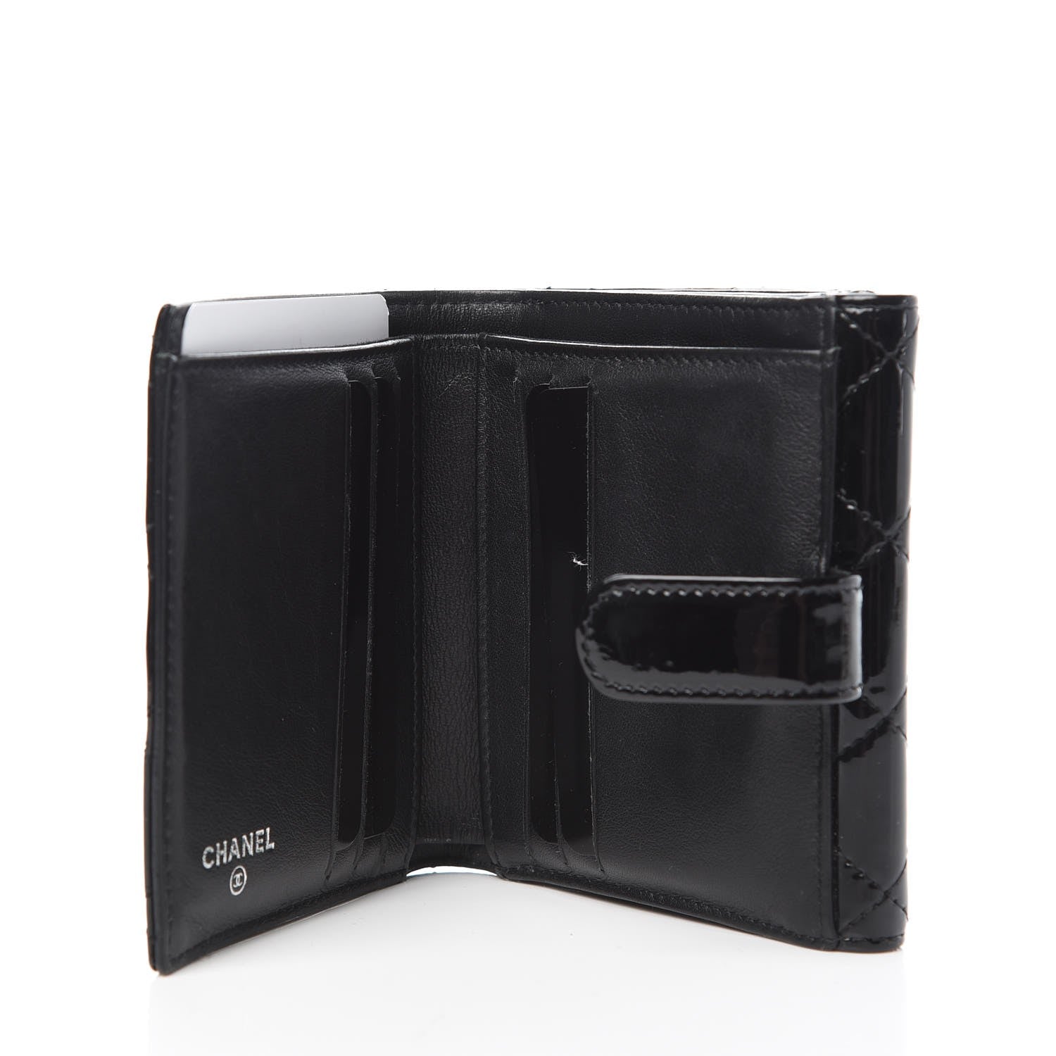 Chanel Patent Quilted Brilliant Compact Wallet Black 5 of 13