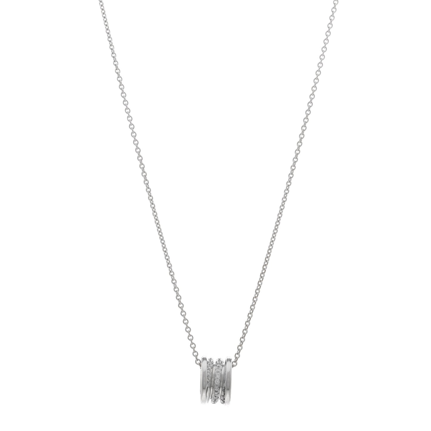18K White Gold Diamond B.Zero1 Pave Pendant Necklace