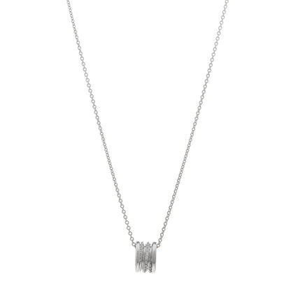 Bulgari 18K White Gold Diamond B.Zero1 Pave Pendant Necklace 1 of 5