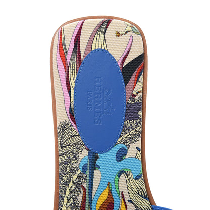 Hermes Calfskin Oran Sandals 37 Bleu Zanzibar 5 of 9