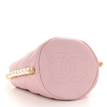 Chanel Calfskin Quilted Pearl Mini About Pearls Drawstring Bucket Light Pink 4 of 10