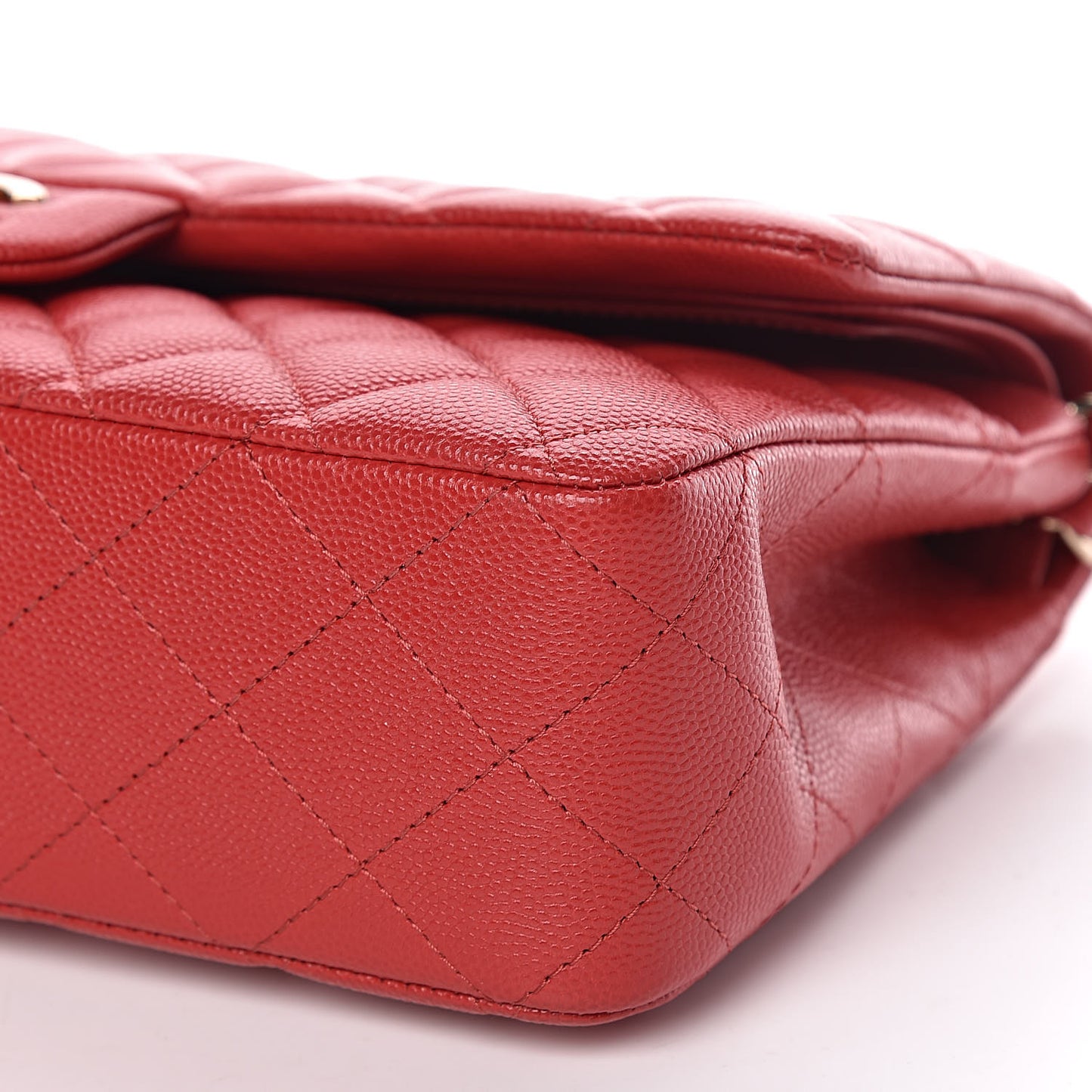 Caviar Quilted Medium Double Flap Red