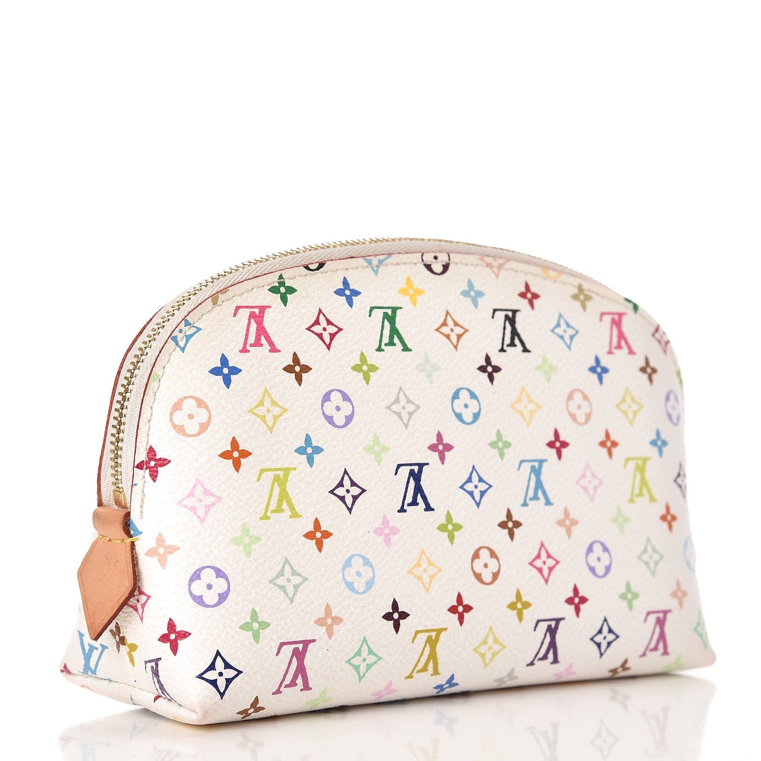 Louis Vuitton Monogram Multicolor Cosmetic Pouch White Litchi 3 of 6