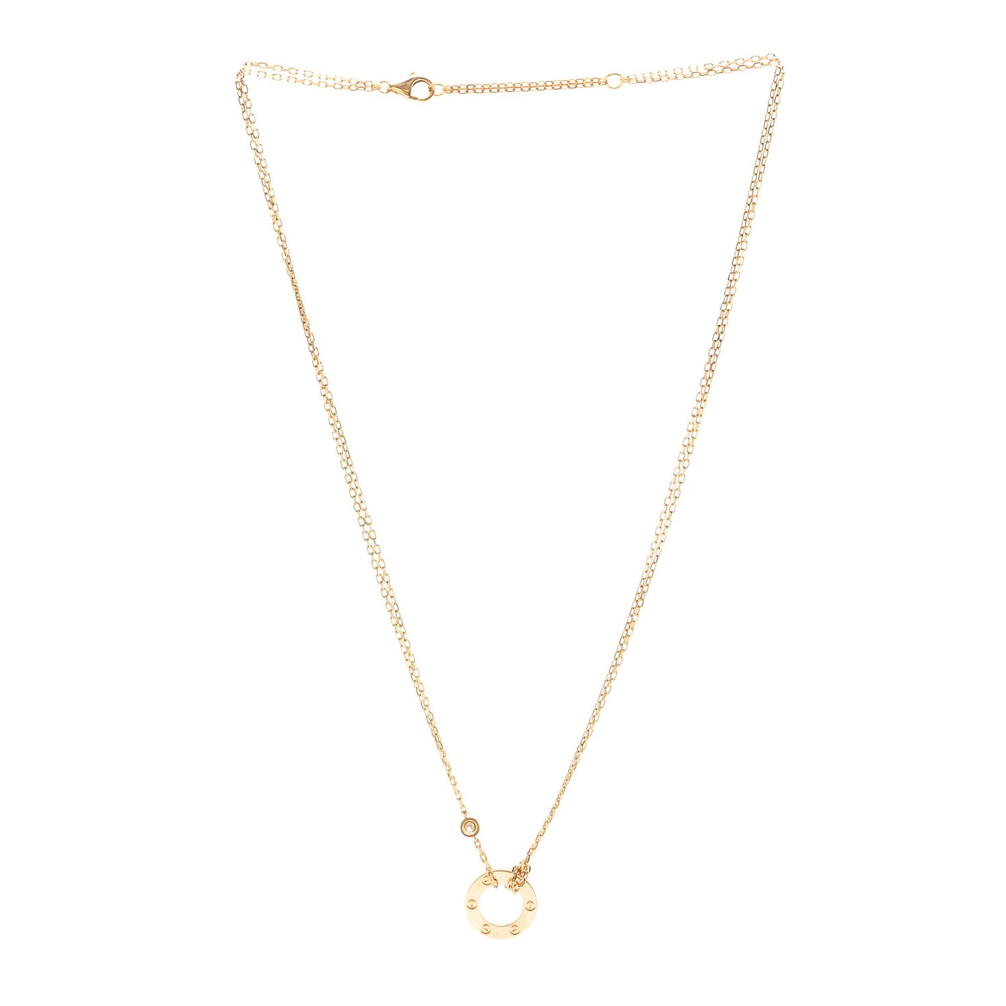 18K Yellow Gold 2 Diamond LOVE Necklace