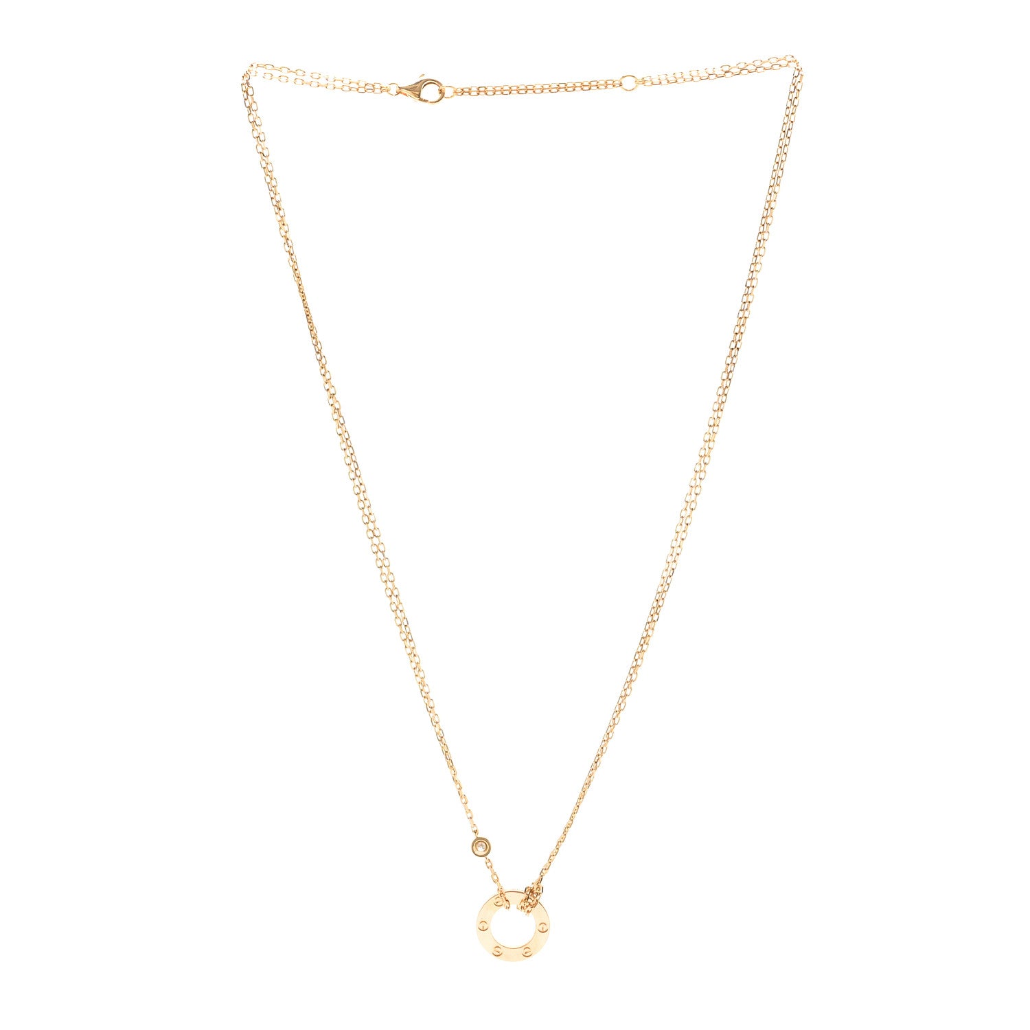Cartier 18K Yellow Gold 2 Diamond LOVE Necklace 3 of 6