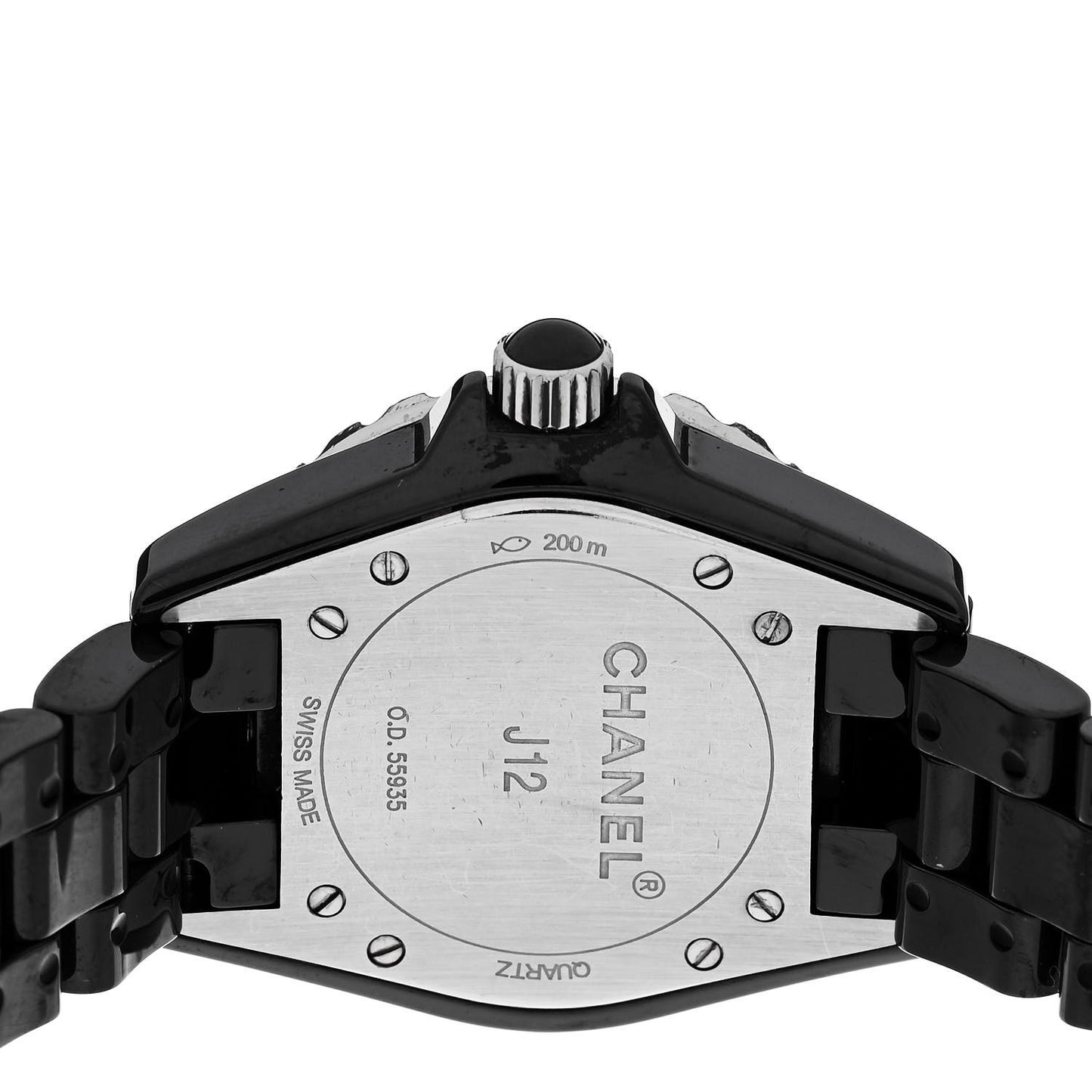 Stainless Steel Ceramic Diamond 33mm J12 Quartz Watch Black