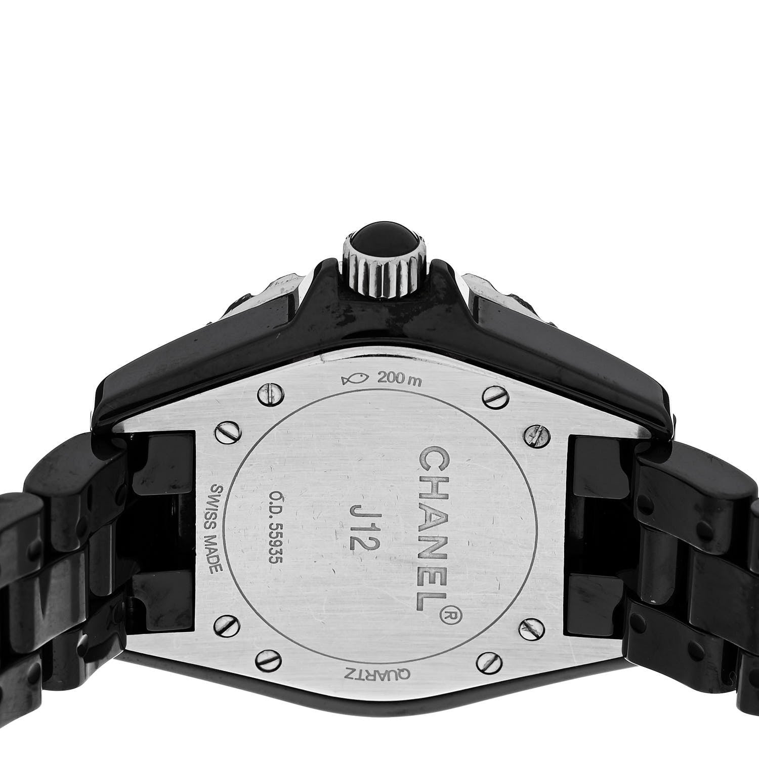Chanel Stainless Steel Ceramic Diamond 33mm J12 Quartz Watch Black 4 of 4
