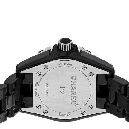 Chanel Stainless Steel Ceramic Diamond 33mm J12 Quartz Watch Black 4 of 4