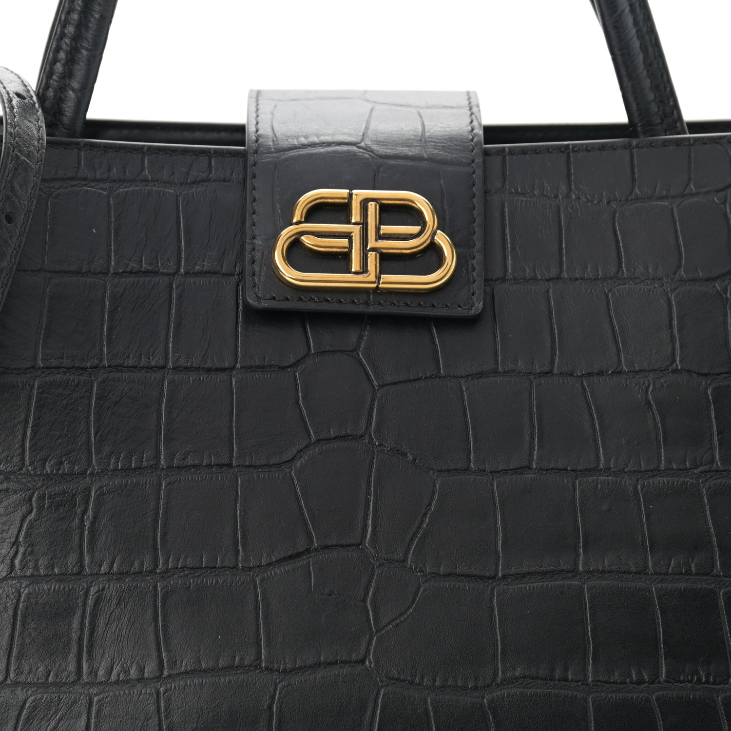 Balenciaga Calfskin Crocodile Embossed Medium Sharp Tote Black 8 of 12