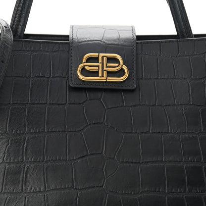 Balenciaga Calfskin Crocodile Embossed Medium Sharp Tote Black 8 of 12