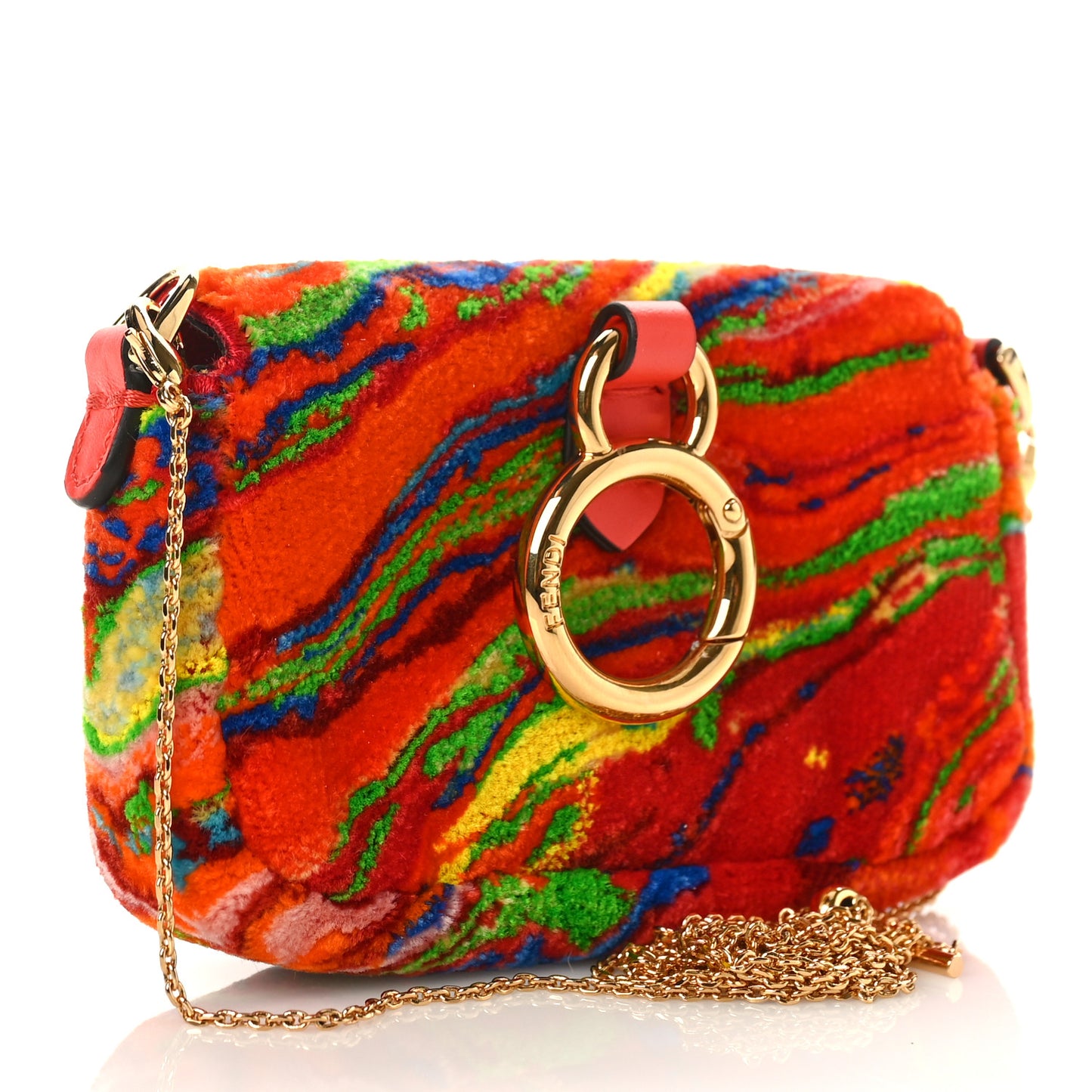 Velvet Marble Nano Maxi Buckle Baguette Charm Rosso Multicolor